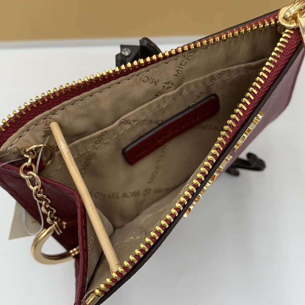 MICHAEL KORS SMALL TOP ZIP COINPOUCH WITH ID CARD MULBERRY COLOR - Picture 10 of 12